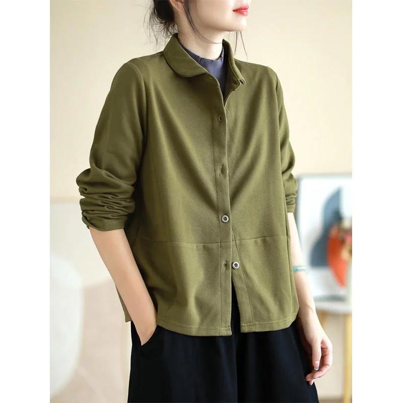 Cotton Short Coat Petite Slimming Loose Matching Cardigan Brand Women's Solid Color Simple Spring Autumn