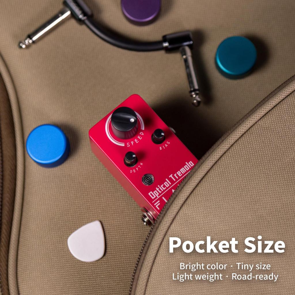 FLAMMA FC16 Optical Tremolo Guitar Effects Pedal with Wide Range Speed and True Bypass Red Depth, Tremolo,