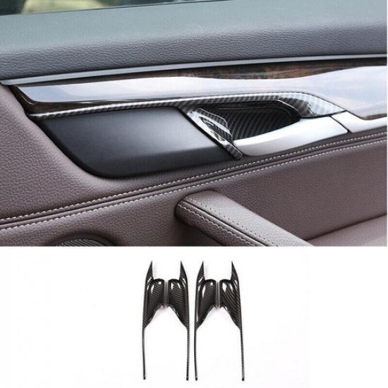 Inner Door Security Lock Cover Decor For BMW X5 X6 F15 2014-18 ABS Carbon Fiber