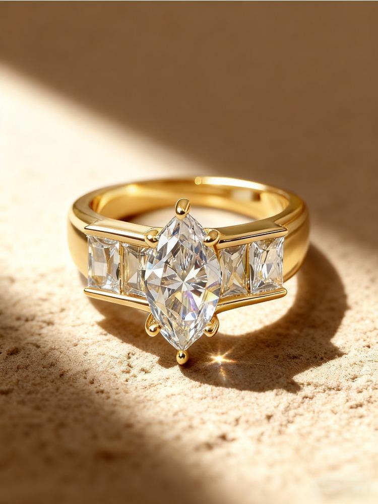 925 Sterling Silver Fashion Luxury Marquise Rectangle Zircon Ring For Women Engagement Wedding High Quality Fine Jewelry