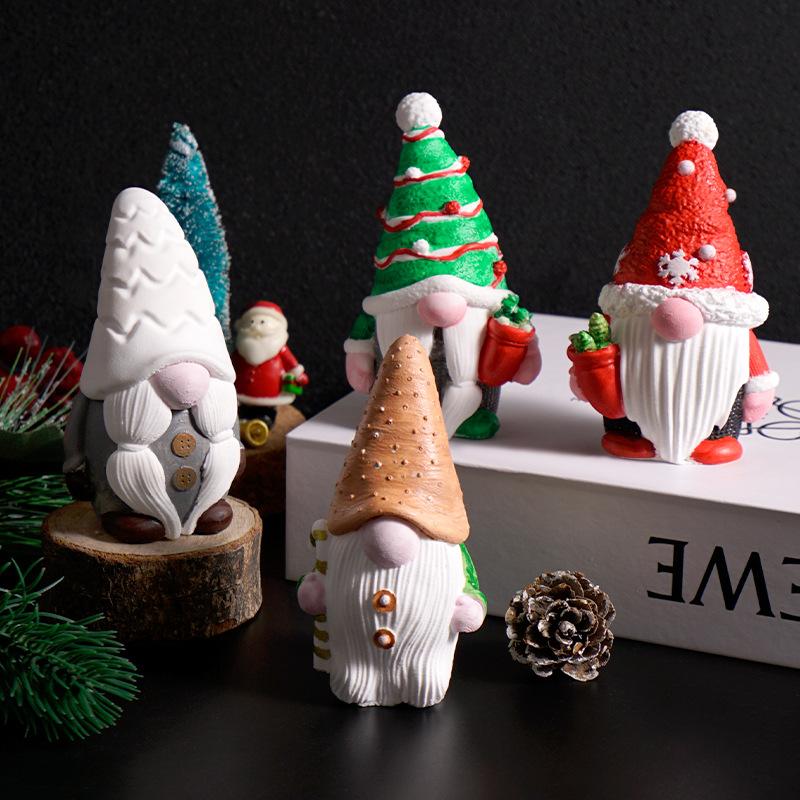 Christmas Gnome Mold Christmas Gnome Figurine Handmade Ornament Santa Claus Candle Silicone Mold