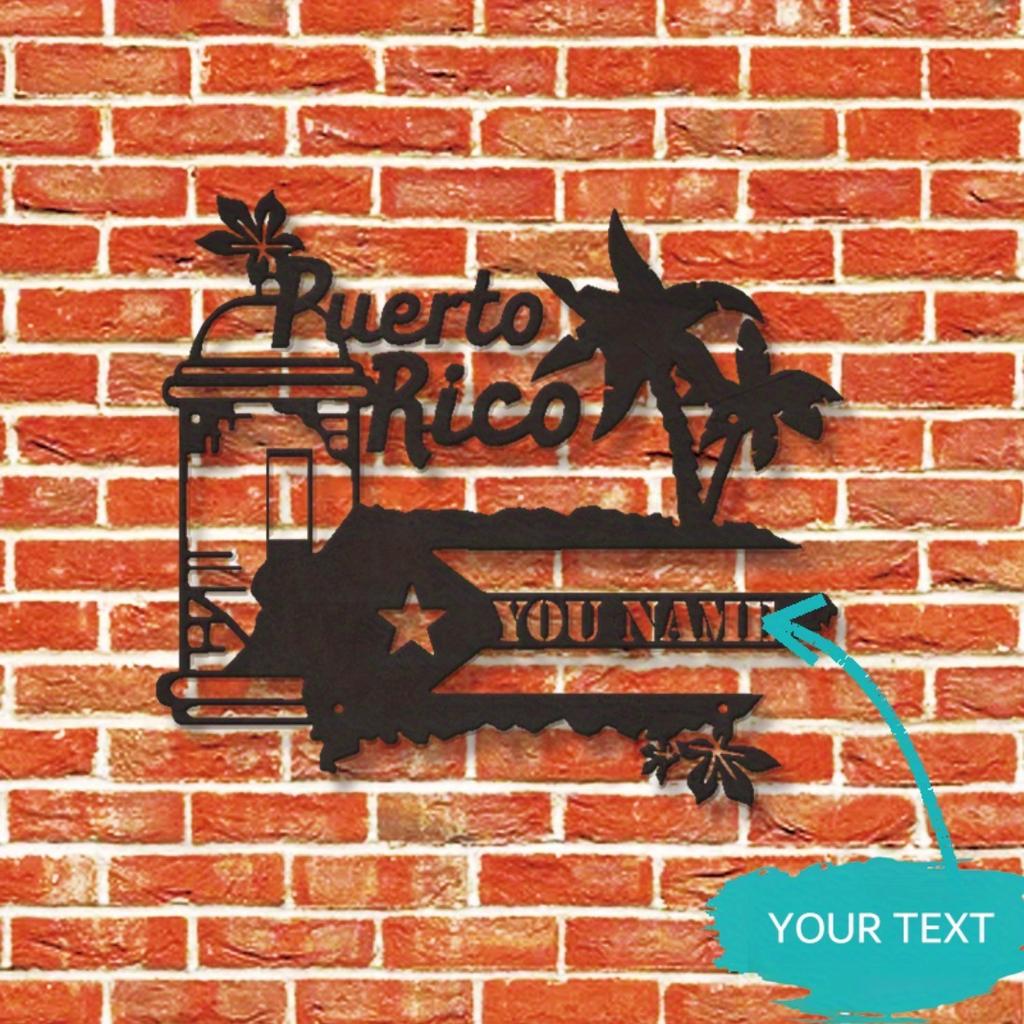 Metal Wall Art Puerto Rico Home Decor, Personalized Iron Plaque for Living Room Kids Room Hanging