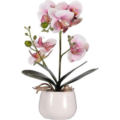 Artificial Potted Orchid Flower Artificial Phalaenopsis Plastic Bonsai Deco Orchid For Home Office Bedroom Decoration, 32x18x5.5cm, Pink