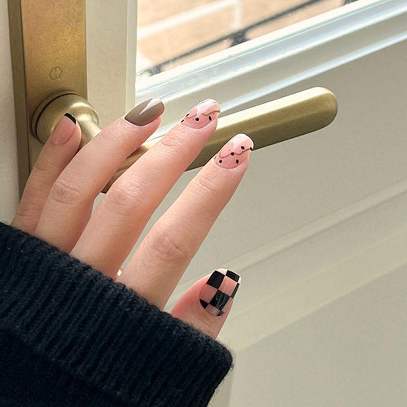 Reusable Nail Tips Egg Milk Tea (Regular Square)