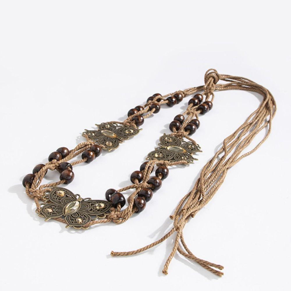 Bohemian Braided Waist Rope Retro Tassel Belt Fashion Waist Chain  Women