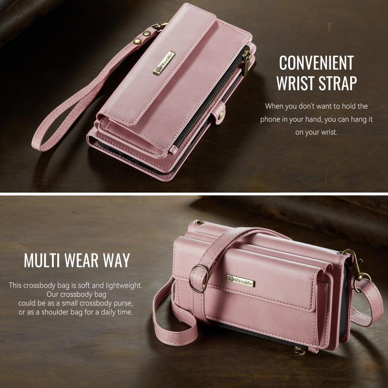 Long Lanyard Flip Leather Phone Case for Samsung Galaxy S26 Ultra S25 FE S24 Plus S23 S22 S21 A57 A17 A16 A56 A15 A55 A14 A54 Zipper Wallet Card Cover