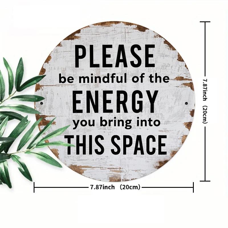 

2d Flat 20*20cm, Please Be mindful of The Energy You Bring Into This Space Wall Art Decor Wooden Decoration, Suitable for in Home, Living Room, Cafe 20*20cm