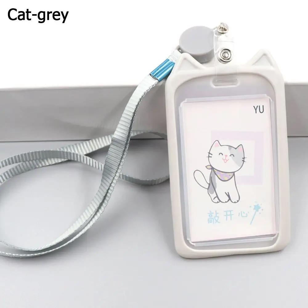 Cartoon Cat Card Holder, Candy Color ID Card Holder, Retractable Reel Lanyard ID Card Holder