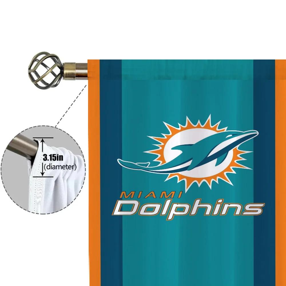 Window Kitchen Curtains for Living Room 2 Pieces Blackout Curtains Door Curtain Miami D-dolphins Partition Bedroom Decoration