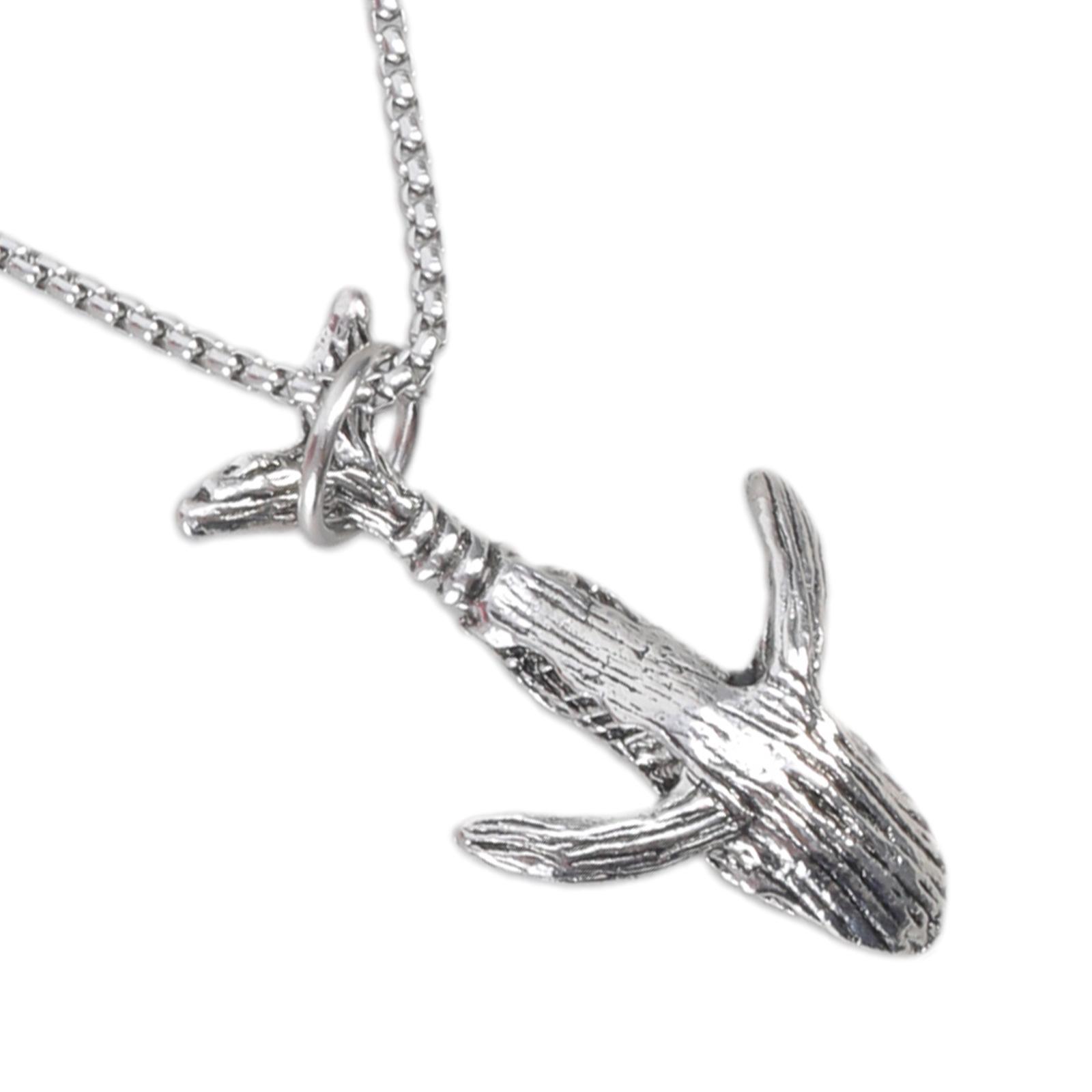 

Men s Shark Necklace 60cm Chain Hiphop Collar with Dolphin and Tortoise Tail Accent Portable for StylishBeach Outfits серебряный