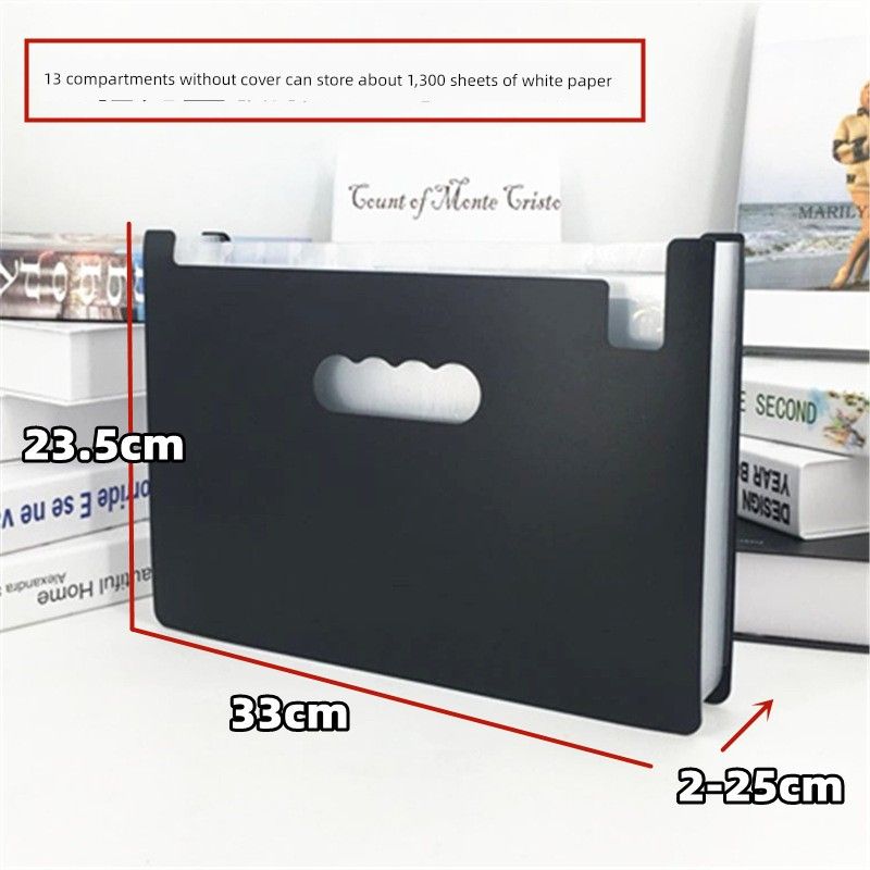 

A4 Info Booklet Strap File Holder Multi-Layer Classification Folder Bill Document File Storage Bag Student Test Paper Clip 13-Compartment White Storage Box (No Lid)