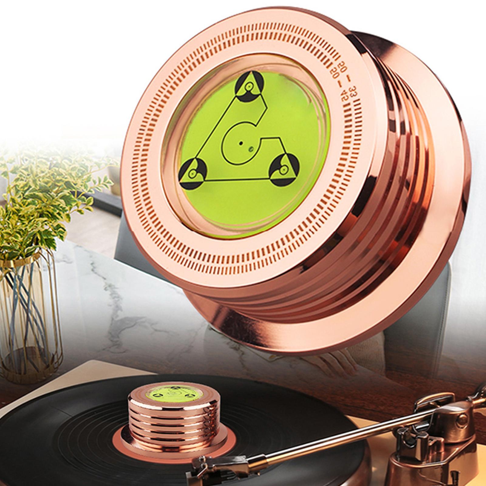 

Стабилизатор веса пластинки 50 Гц Уровень-пузырёк Обнаружение скорости Проигрыватель Виниловый стабилизатор прижим для LP-пластинок Rose Gold