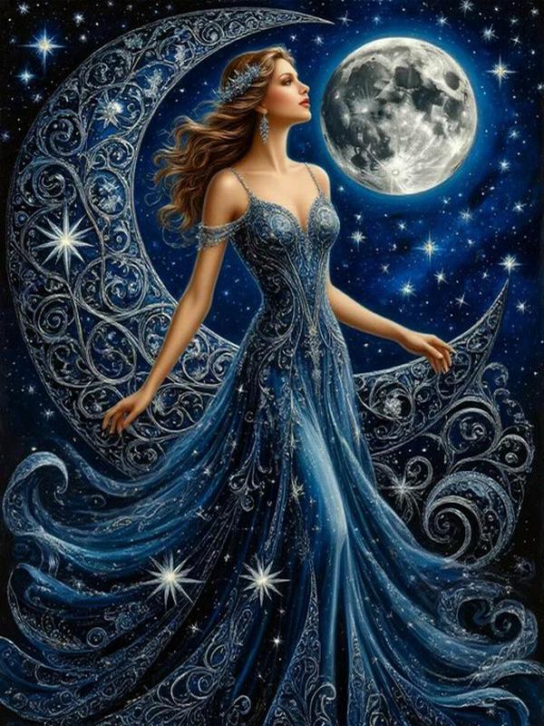 Diamantmalerei Neue Kollektion Mondfrau DIY Voll Quadratisch Rundbohrer Strassstickerei Mosaik Kreuzstich-Kits Wanddekor