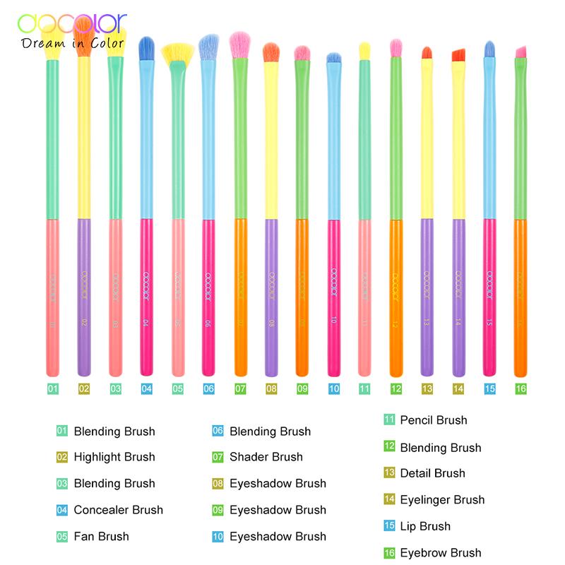 Docolor 16-teiliges Make-up-Pinsel-Set, Lidschatten-Mischung, Eyeliner, Wimpern, Augenbrauen, Beauty-Make-up-Pinsel, professioneller Lidschattenpinsel