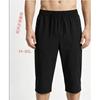 Mens Black Elastic Waist Drawstring Quick Dry Capri Pants