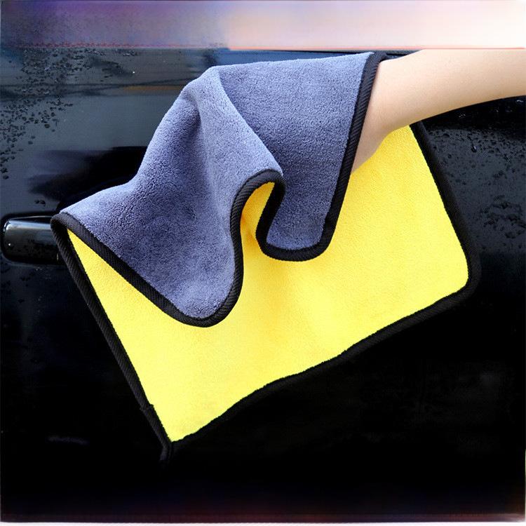 Zweifarbiger, verdickter, saugfähiger Korallenfleece-Autoputzlappen