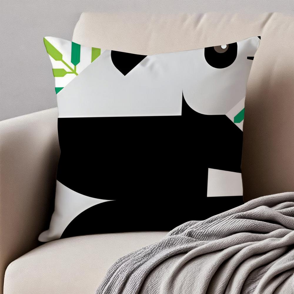 Minimalist Simple Animal Anime Art Cushion Cover Pillowcase Antidustmite Invisible Zipper Short Plush Sofa Cushion