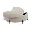 Sherpa-Covered Half-Moon Storage Stool with Tray, Padded Seat, Dressing & Shoe Stool and Footrest for Living Room, Entryway & Hallway, Ivory