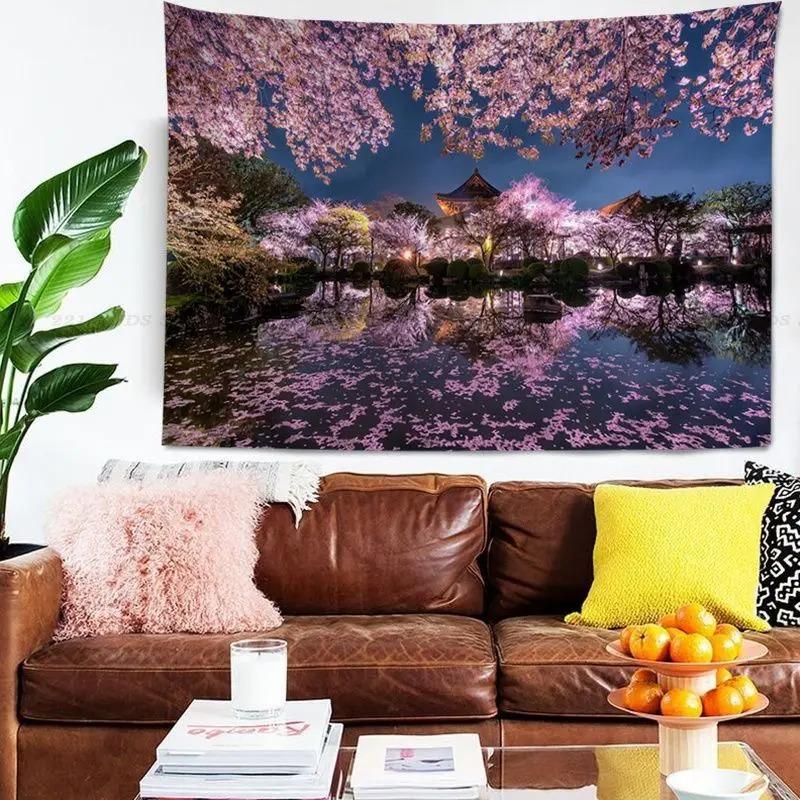 Office Living Room Tapestry Cherry Blossom Forest Tapestry Home Wall Decoration Tapestry