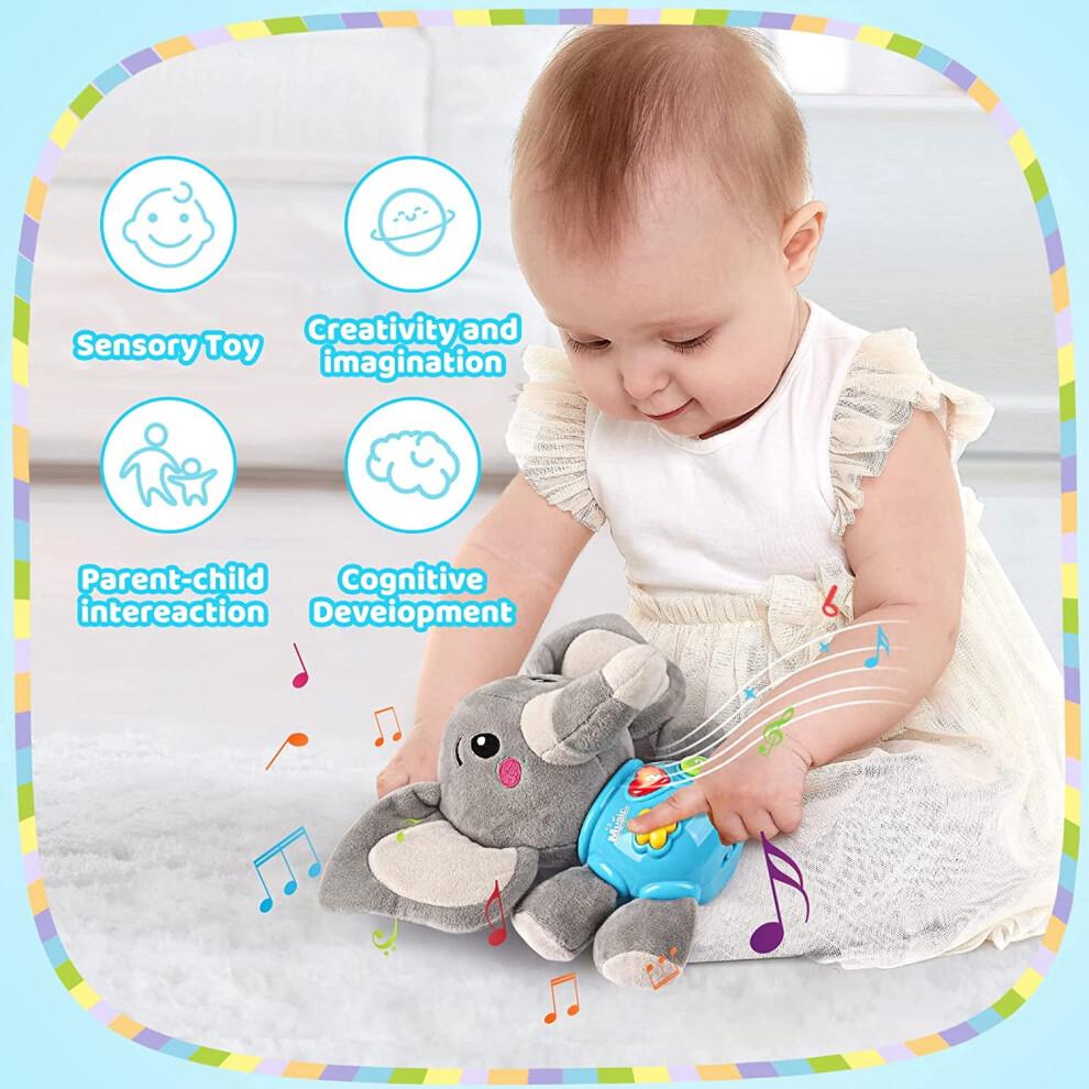 Plush Elephant Musical Baby Toy, Light-Up Stuffed Animal for 0-36 Months – Compatible with All Infant Ages