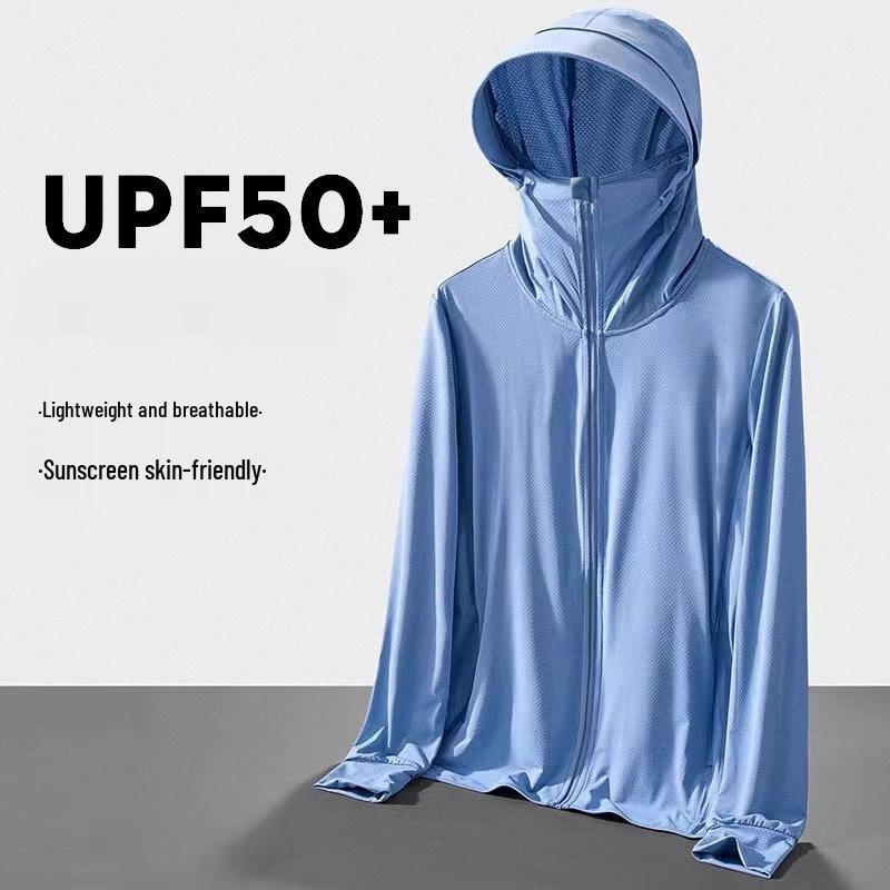 

Мужская летняя куртка из ледяного шелка с защитой от УФ-лучей - Ультратонкая, дышащая, идеально подходит для рыбалки на открытом воздухе. XL небесно-голубой