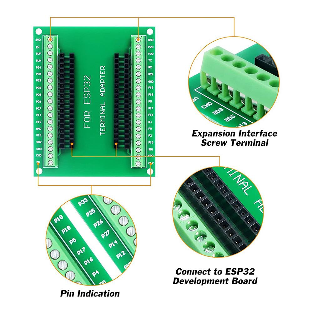 5-1PC ESP32 Expansion Board ESP--32 GPIO 1 Into 2 Breakout Board 38PIN Narrow Version Dual Core CPU WiFi Bluetooth-compatible