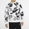 Nike Street Style Graffiti Print Mixed Hook Fleece-Lined Hoodie Men Tops Black White CJ6313-010
