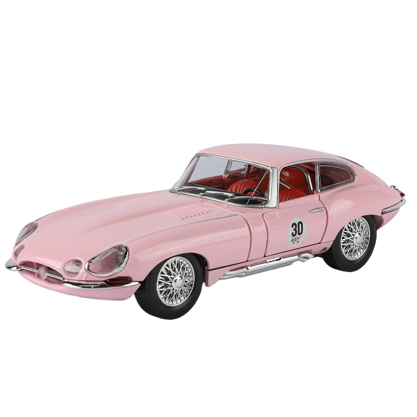 

1/24 Jaguar E-type Металева Класична Розкішна Спортивна Машинка Модель Лита Метал Ретро Старі Транспортні Засоби Модель Автомобиля Звук Світло Симуляція Дитяча Іграшка Подарунок рожевий