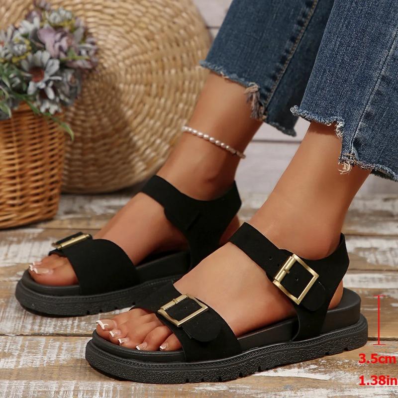 Fashion Women's Sandals Fashion Peep Toe Casual Sandals Brand Buckle Strap Flat Sandals Anti Slip Comfortable Outdoor Beach Shoes 2025