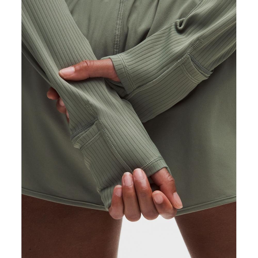 Lululemon It S Rulu Ribbed Cropped Half Zip  Updated Willow Leaf