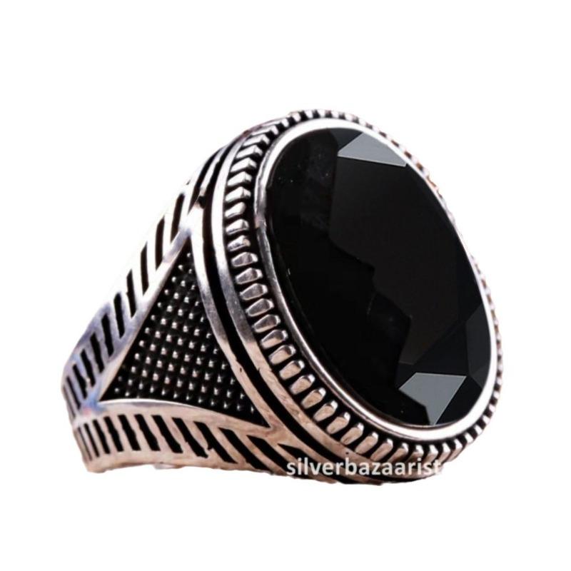 Accessories Black Zircon Diamond Men'S Gemstone Vintage Ring