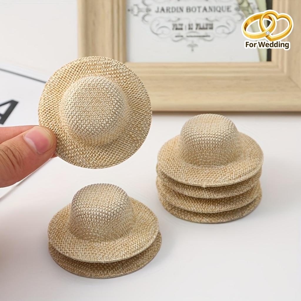 10pcs Mini Beige Cloth Hat, Suitable for Theater, Wedding, Party Decoration - Seasonal Hat Props, Handmade Accessories