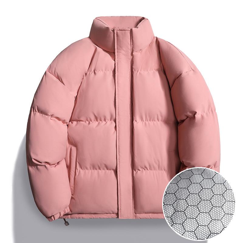 Men's stand-up collar graphene cotton coat men's loose casual trendy solid color versatile winter warm jacket for men