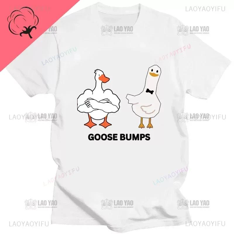 Kawaii Koszulka z Gęsią Zabawna Koszulka Gęsia Skórka Głupia Gęś Kobiety Mężczyźni Casualowe Topy do Dojazdów Oversizowa Koszulka Camisetas Koszulki na Zamówienie