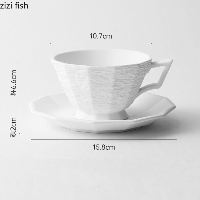 Simplicity Stone Patterned Ceramic Mug and Dish Set Creative Office Latte Coffee Mug Milk Mug Household Water Cup Tea Cup