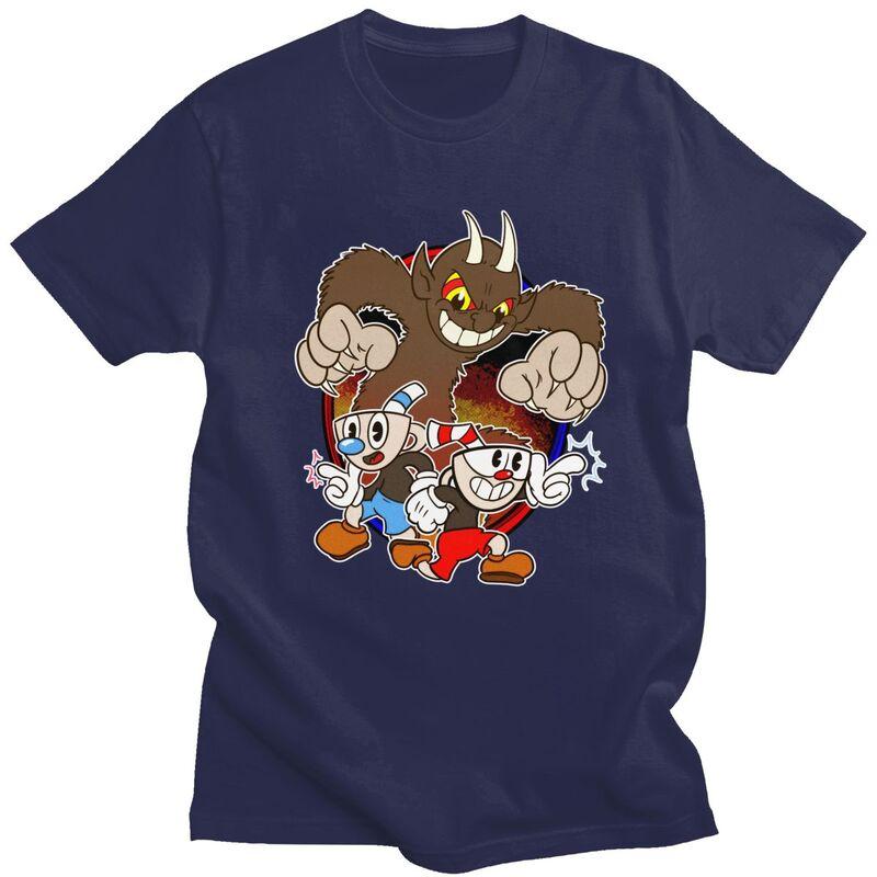 Custom Hot Game Cuphead T Shirts for Men 100 Cotton Tees Tshirts Tshirt
