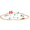 VEVOR Wooden Train Set, 39PCS, Wood Train Track with Magnetic Trains and Railway Accessories, Compatible with Major Brands, Small Town