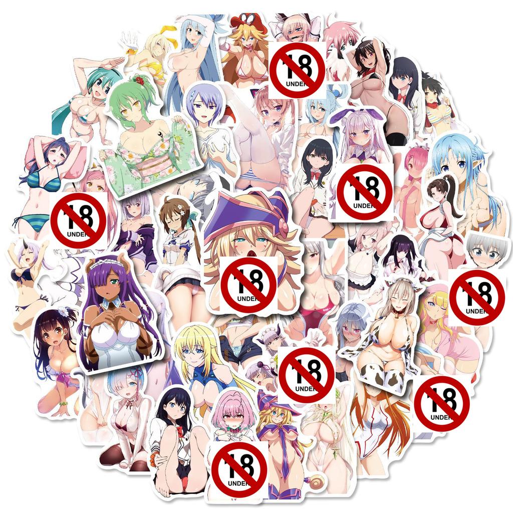 50Pcs Adult Anime Sexy Stickers Suncensored Decals for Laptop Phone Sticker decoration aesthetic
