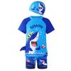 Kid's Two-Piece Swimsuit Set with Swim Cap - Short Sleeve for Boys