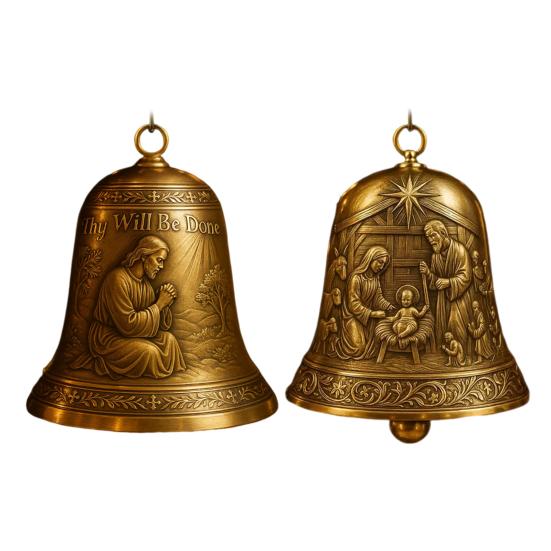 Nativity Bell Ornament Christmas Nativity Scene Bell Tree Ornament Religious Catholic Hanging Decoration for Christian Family Home Party Decor
