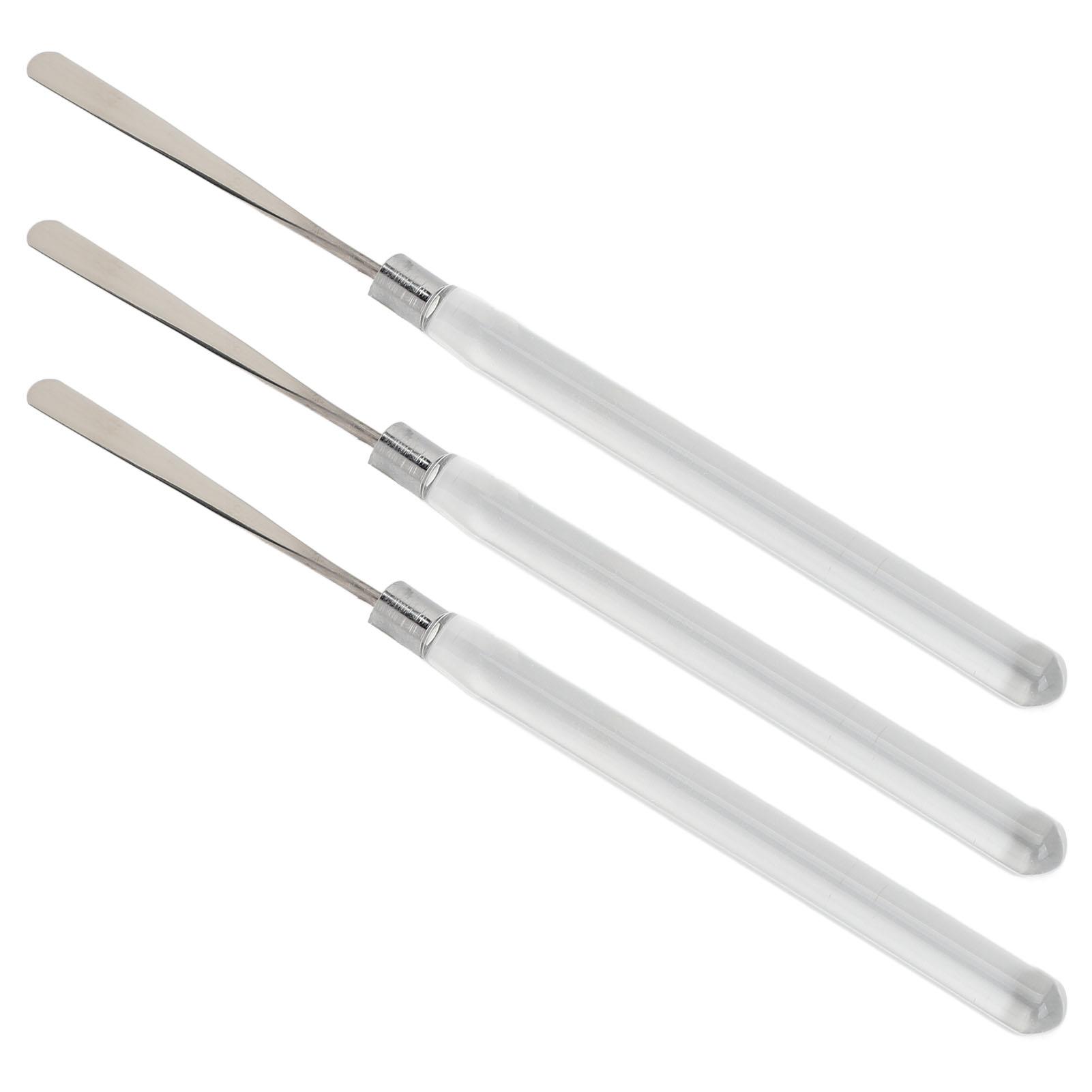 

3pcs Makeup Foundation Spatula Color Blending Stainless Steel Transparent Handle Nail Gel Spatula