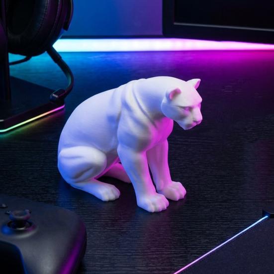 Panther Figurine 3D Printed Black White Wildlife Figure Collectible Animal Sculpture for Home Office Desk Decor