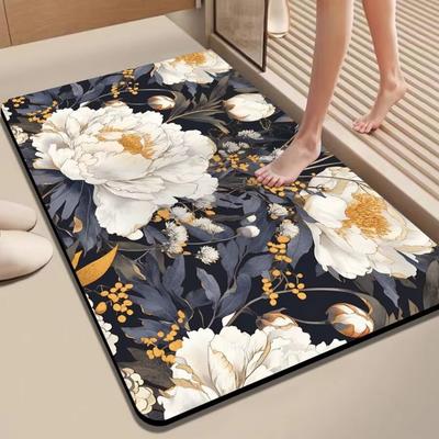 Badezimmer-Verdickungsmatte mit Kieselalgendruck, rutschfeste Badteppiche im Waschbecken, Badewannen-Seitenbodenteppich, Duschraum-Fußmatte, Memory Foam-3D-Pad