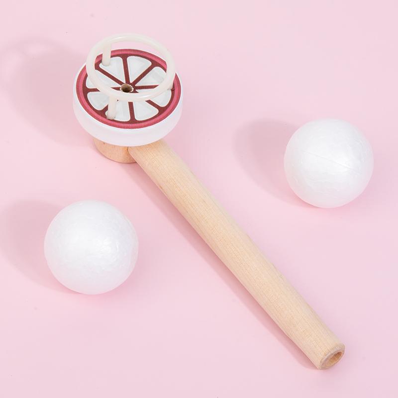 Wooden Floating Ball Blowing Game - Animal/Fruit Theme, Suitable For Children's Lung Capacity Exercise And Hand-Eye Coordination