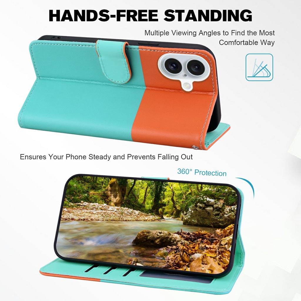 Cartoon Pet Series for iPhone 16 Plus Wallet Phone Case Splicing Leather Flip Cover