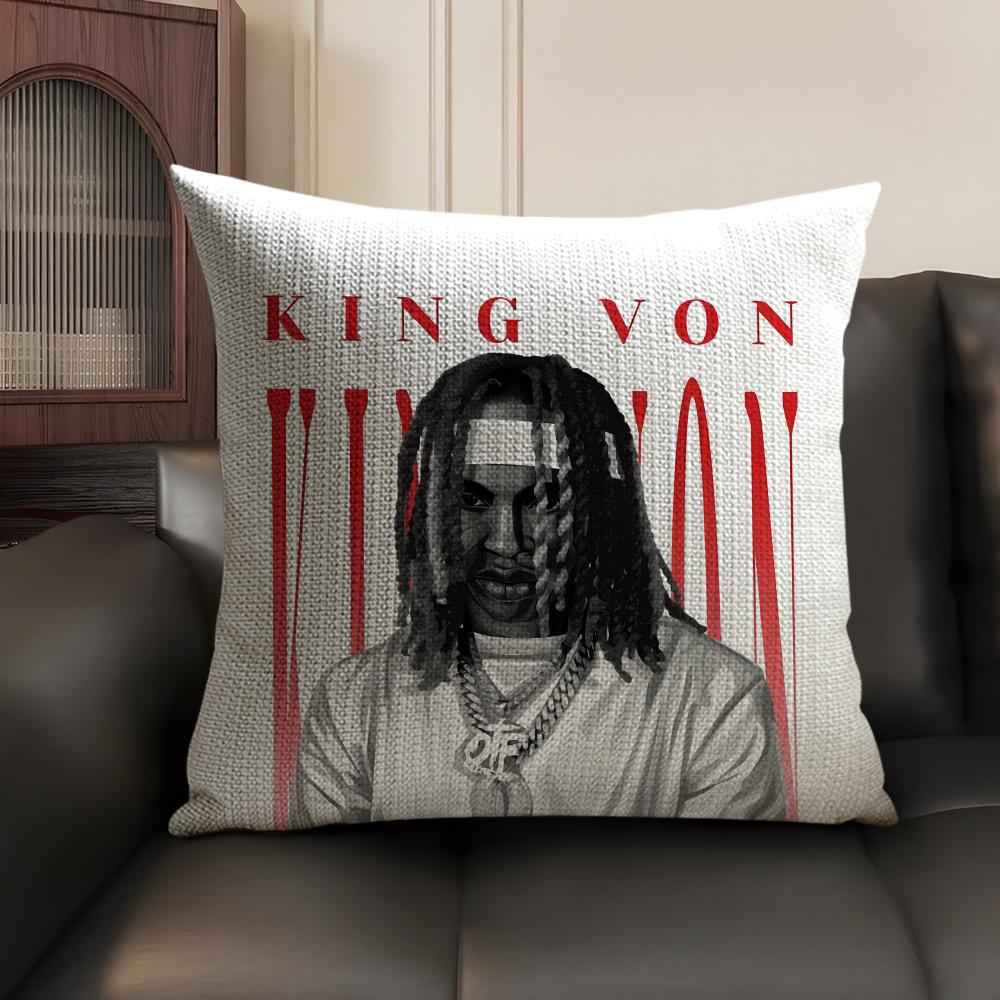 K-King Vonn Rapper Cushion Cover Natural Linen Organic Fabric Double-Sided Printing Sofa Home Decor Gift Pillow Case