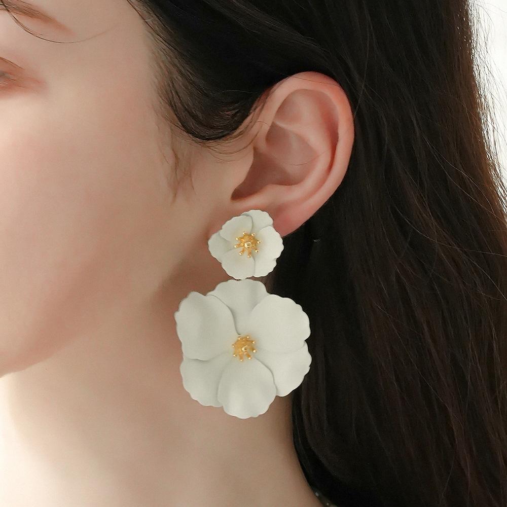 Double Camellia Two-way Earrings