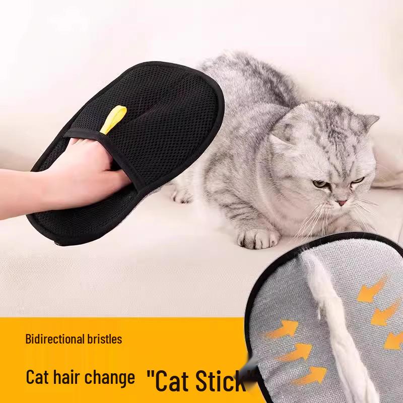 Pet Hair Removal Gloves with Dual Bristles and Lint Roller - Effective Cat Fur Remover