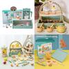 Wooden Simulation Coffee Machine Juicer Cake Dressing Table Model Kid Toy Set For Boys And Girls