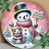 Pink Snowman Mouse Metal Wreath Wall Decor Home Hanging Ornament